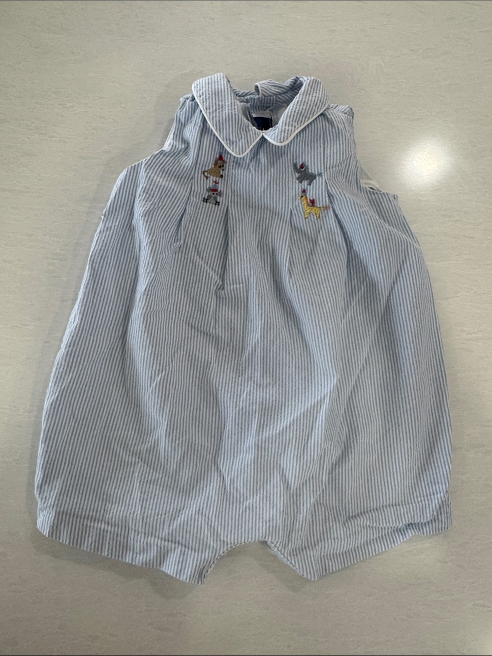 Sophie & Lucas Seersucker Baby Bubble Romper Circus Party Animals 100%cotton 18m